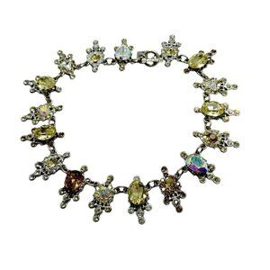 Rodrigo OTAZU Multi Color Statement Swarovski Crystal Rhodium Necklace Stunning!